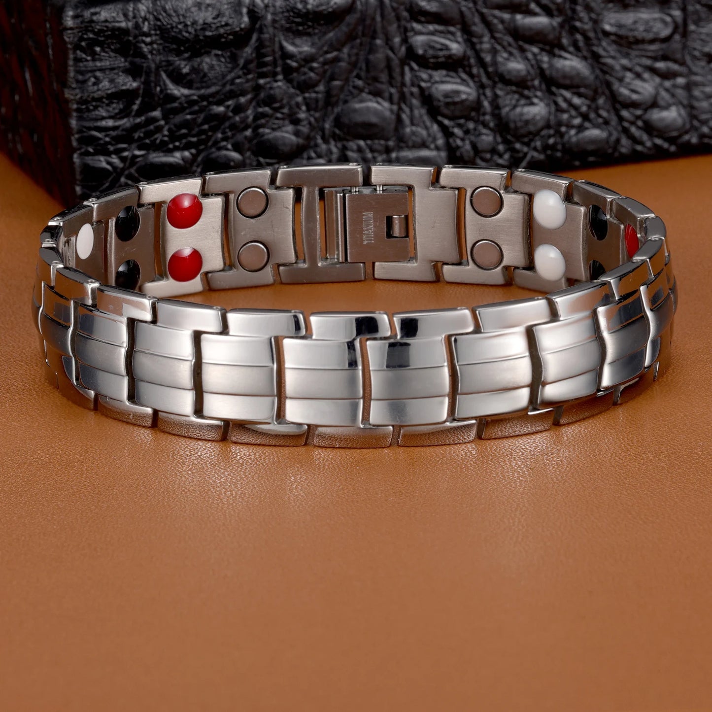 Titanium Magnetic Bracelet for Men (Silver & Gold)