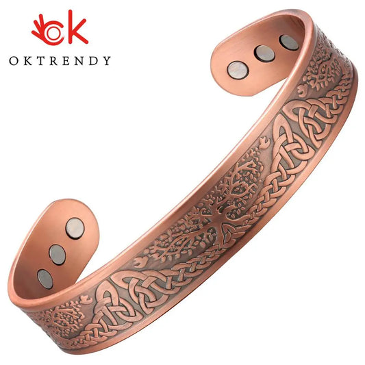 Irish Tree Magnetic Copper Bracelet Cuff for Men