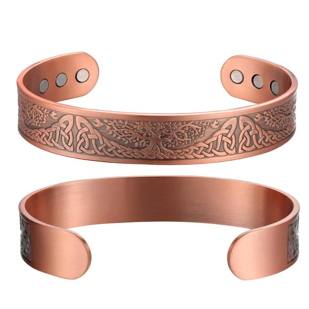 Irish Tree Magnetic Copper Bracelet Cuff for Men