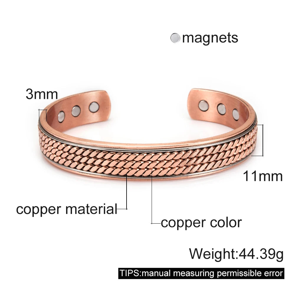 Twisted Magnetic Copper Bracelet Cuff for Men