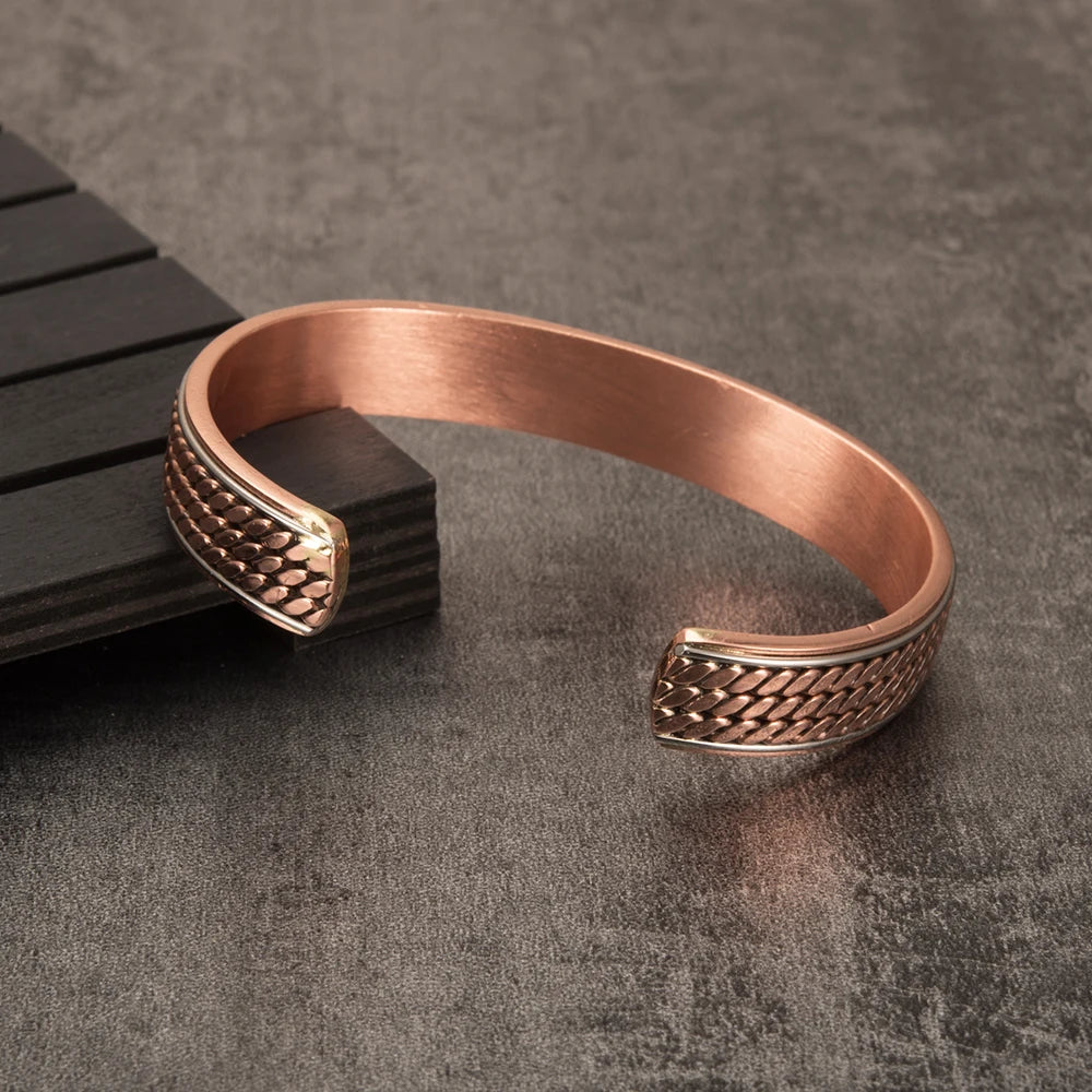 Twisted Magnetic Copper Bracelet Cuff for Men