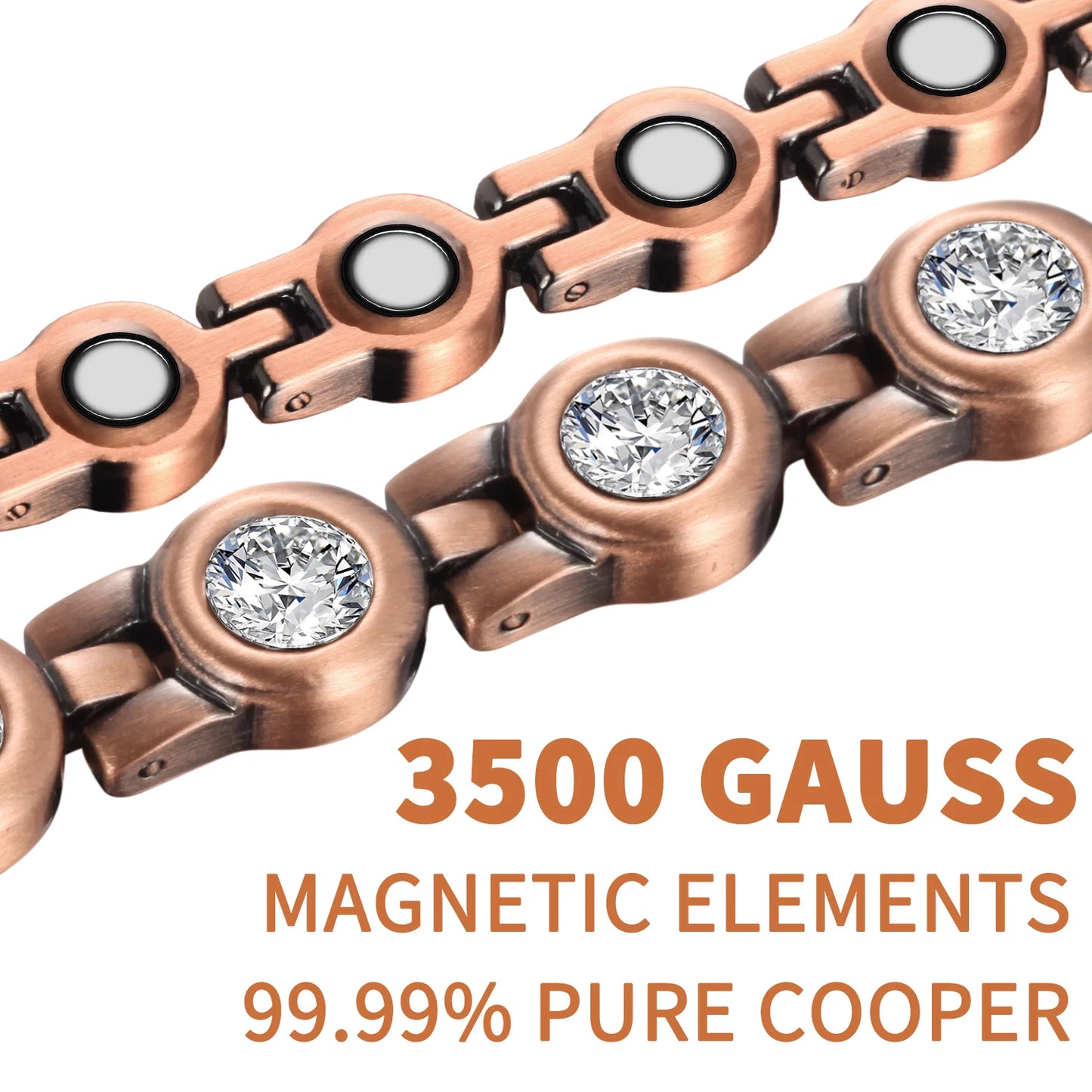 Women's Copper Crystal Magnetic Therapy Bracelet