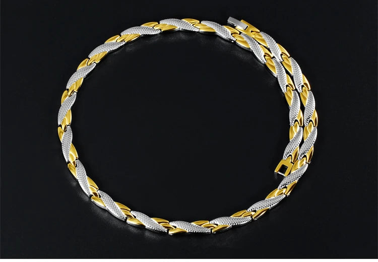 Silver & Gold Titanium Magnetic Therapy Necklace