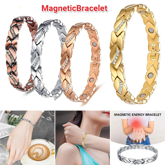 Women's Ultra Strength Magnetic Bracelet Crystal (Silver & Rose Gold)