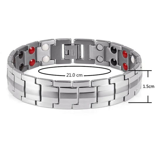 Titanium Magnetic Bracelet for Men (Silver & Gold)