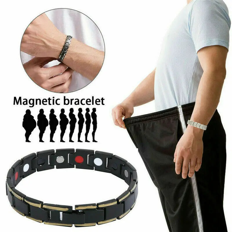 Titanium Magnetic Bracelet for Men (Black & Gold)