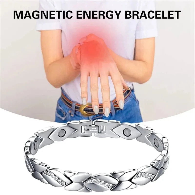 Women's Ultra Strength Magnetic Bracelet Crystal (Silver & Rose Gold)